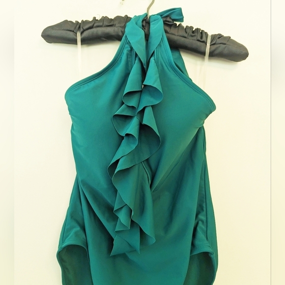 Bleu Rod Beattie Ruffle Halter One Piece Swim Suit - Picture 5 of 11